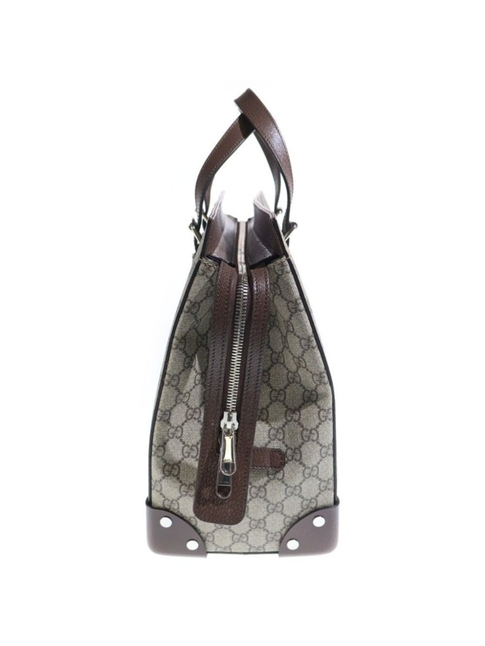 Gucci GG Supreme Tote Brown Beige Leather Silver - Picture 3 of 6